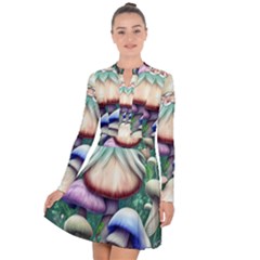 Natural Mushroom Fairy Garden Long Sleeve Panel Dress by GardenOfOphir