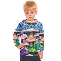 Woodsy Mushroom Forest Nature Kids  Hooded Pullover by GardenOfOphir