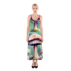 Vintage Mushroom Sleeveless Maxi Dress by GardenOfOphir
