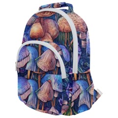 Retro Mushroom Rounded Multi Pocket Backpack by GardenOfOphir