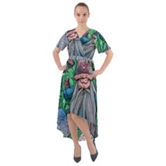 Mushroom Design Fairycore Forest Front Wrap High Low Dress by GardenOfOphir