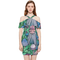 Mushroom Design Fairycore Forest Shoulder Frill Bodycon Summer Dress by GardenOfOphir