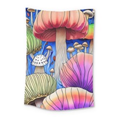 Vintage Mushroom Design Flowery Nature Small Tapestry by GardenOfOphir