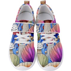 Vintage Mushroom Design Flowery Nature Men s Velcro Strap Shoes by GardenOfOphir