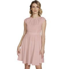 Rose Gold Pink	 - 	cap Sleeve High Waist Dress by ColorfulDresses