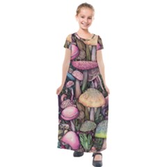 Mushroom Magic Kids  Short Sleeve Maxi Dress by GardenOfOphir