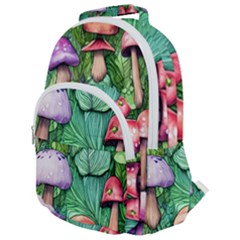 Tiny Toadstools Rounded Multi Pocket Backpack by GardenOfOphir
