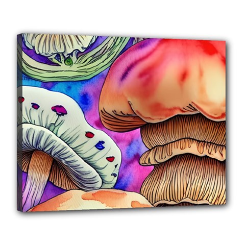 Goblin Mushrooms Canvas 20  X 16  (stretched) by GardenOfOphir