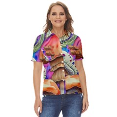 Goblin Mushrooms Women s Short Sleeve Double Pocket Shirt
