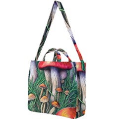 Forest Fairycore Mushroom Foraging Craft Square Shoulder Tote Bag by GardenOfOphir