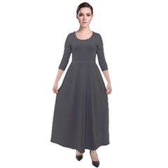 Davy Grey	 - 	quarter Sleeve Maxi Velour Dress by ColorfulDresses