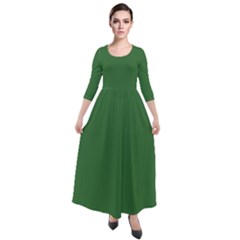 Medium Forest Green	 - 	quarter Sleeve Maxi Velour Dress