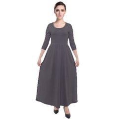 Dolphin Grey	 - 	quarter Sleeve Maxi Velour Dress by ColorfulDresses