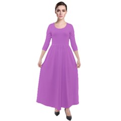 French Mauve Purple	 - 	quarter Sleeve Maxi Velour Dress by ColorfulDresses
