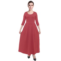 English Vermillion Red	 - 	quarter Sleeve Maxi Velour Dress by ColorfulDresses