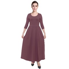 Rosy Finch Brown	 - 	quarter Sleeve Maxi Velour Dress