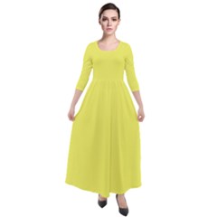 Unmellow Yellow	 - 	quarter Sleeve Maxi Velour Dress by ColorfulDresses