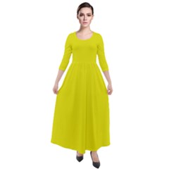 Xanthic Yellow	 - 	quarter Sleeve Maxi Velour Dress