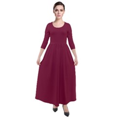 Claret	 - 	quarter Sleeve Maxi Velour Dress by ColorfulDresses