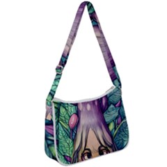 Mushroom Hunting In The Forest Zip Up Shoulder Bag by GardenOfOphir