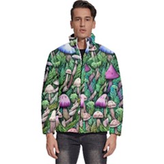 Mushrooms In The Woods Men s Puffer Bubble Jacket Coat by GardenOfOphir