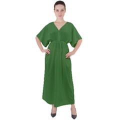 Medium Forest Green	 - 	v-neck Boho Style Maxi Dress