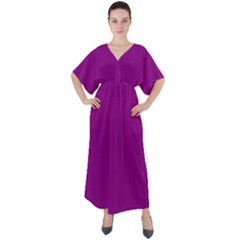 Lollipop Purple	 - 	v-neck Boho Style Maxi Dress by ColorfulDresses