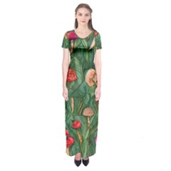 Fairycore Mushroom Short Sleeve Maxi Dress by GardenOfOphir