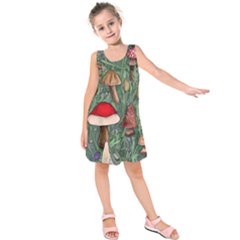Fairycore Mushroom Forest Kids  Sleeveless Dress by GardenOfOphir