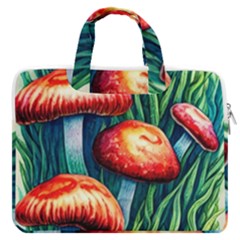 Enchanted Forest Mushroom Macbook Pro 16  Double Pocket Laptop Bag  by GardenOfOphir