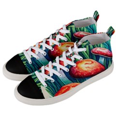 Enchanted Forest Mushroom Men s Mid-top Canvas Sneakers by GardenOfOphir