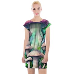 Woodsy Mushroom Cap Sleeve Bodycon Dress by GardenOfOphir