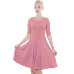 Candlelight Peach Pink	 - 	quarter Sleeve A-line Dress by ColorfulDresses