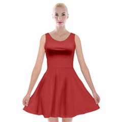 Carnelian Red	 - 	velvet Skater Dress by ColorfulDresses