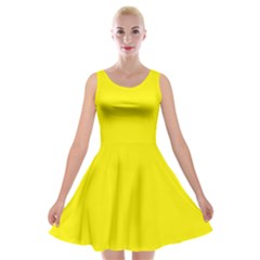 Sunshine Yellow	 - 	velvet Skater Dress by ColorfulDresses