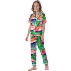A Forest Fantasy Kids  Satin Short Sleeve Pajamas Set by GardenOfOphir
