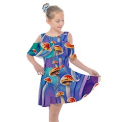 Tiny Toadstools Kids  Shoulder Cutout Chiffon Dress by GardenOfOphir