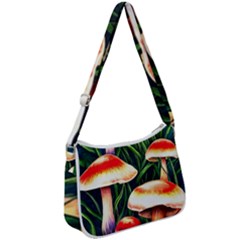 Mushroom Fairy Garden Zip Up Shoulder Bag by GardenOfOphir