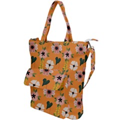 Flower Orange Pattern Floral Shoulder Tote Bag by Dutashop