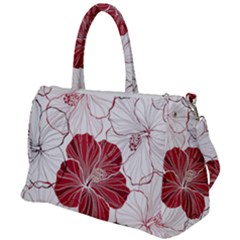 Red Hibiscus Flowers Art Duffel Travel Bag by Jancukart