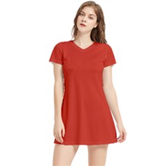 Chili Red	 - 	short Sleeve V-neck Sports Dress by ColorfulSportsWear