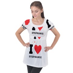 I Love Stephanie Puff Sleeve Tunic Top by ilovewhateva