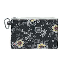 White And Yellow Floral And Paisley Illustration Background Canvas Cosmetic Bag (medium) by Jancukart