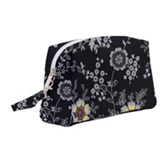 White And Yellow Floral And Paisley Illustration Background Wristlet Pouch Bag (medium) by Jancukart