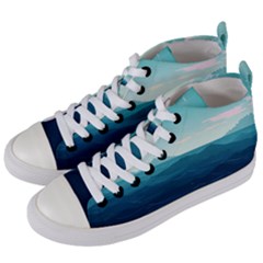 Ai Generated Ocean Waves Sea Water Nautical Women s Mid-top Canvas Sneakers by Pakemis