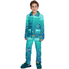 Ai Generated Ocean Sea Fish Aquatic Water Nature 2 Kids  Long Sleeve Velvet Pajamas Set by Pakemis