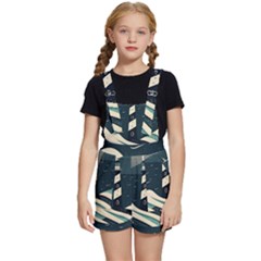 Lighthouse Abstract Ocean Sea Waves Water Blue Kids  Short Overalls by Pakemis