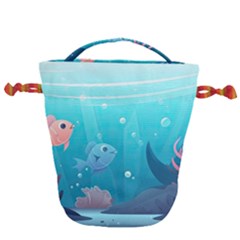 Ai Generated Ocean Sea Fish Aquatic Water Nature 4 Drawstring Bucket Bag by Pakemis