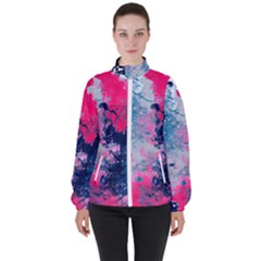 Fluid Art Pattern Women s High Neck Windbreaker by GardenOfOphir