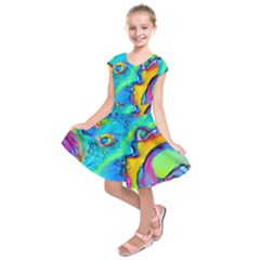 Marble Art Pattern Kids  Short Sleeve Dress by GardenOfOphir